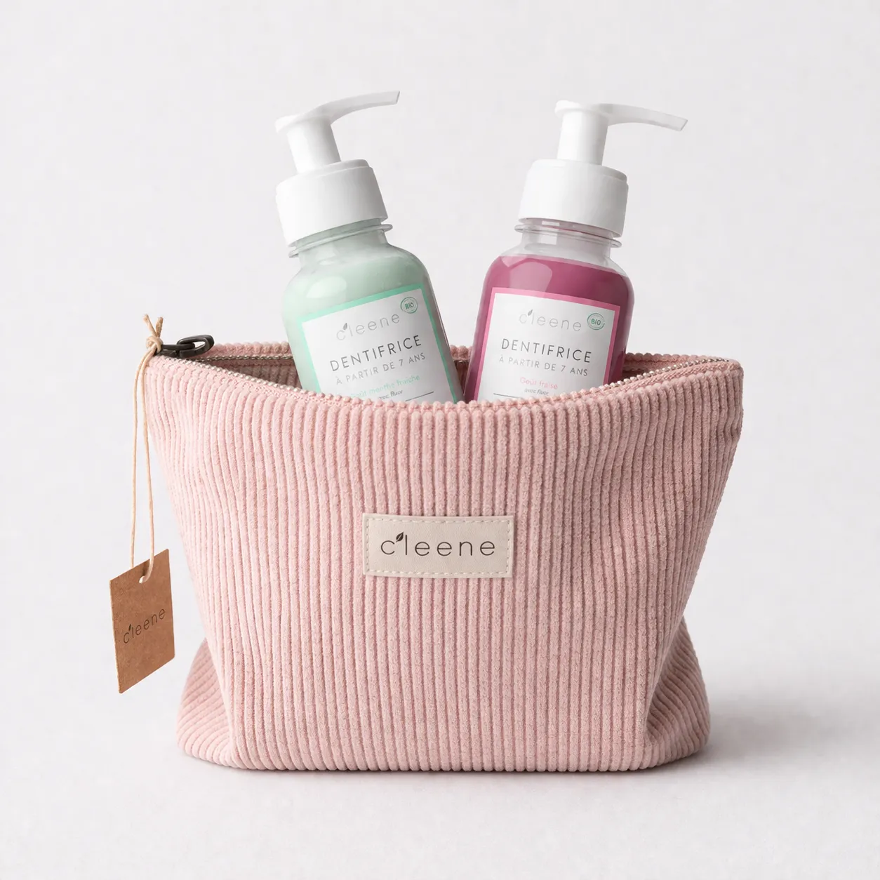 C'leene trousse de toilette rose en velours 25 x 18 cm