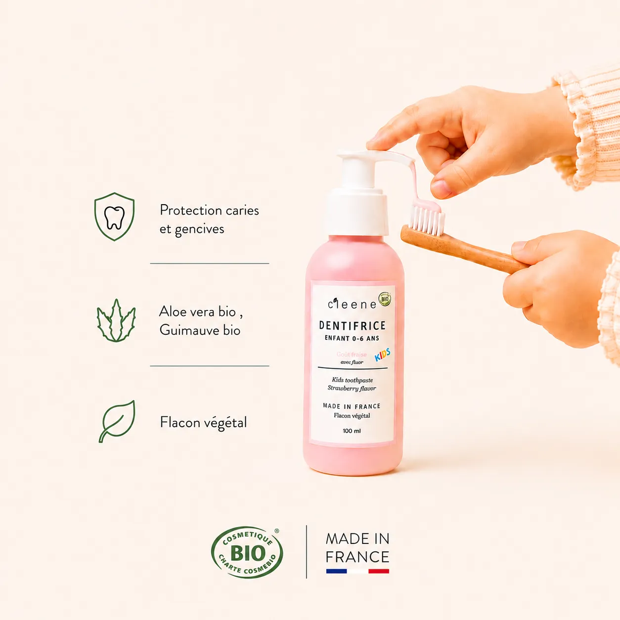 C'leene Dentifrice 0-6 ans Guimauve Bio dentifrice 90 ml fluor