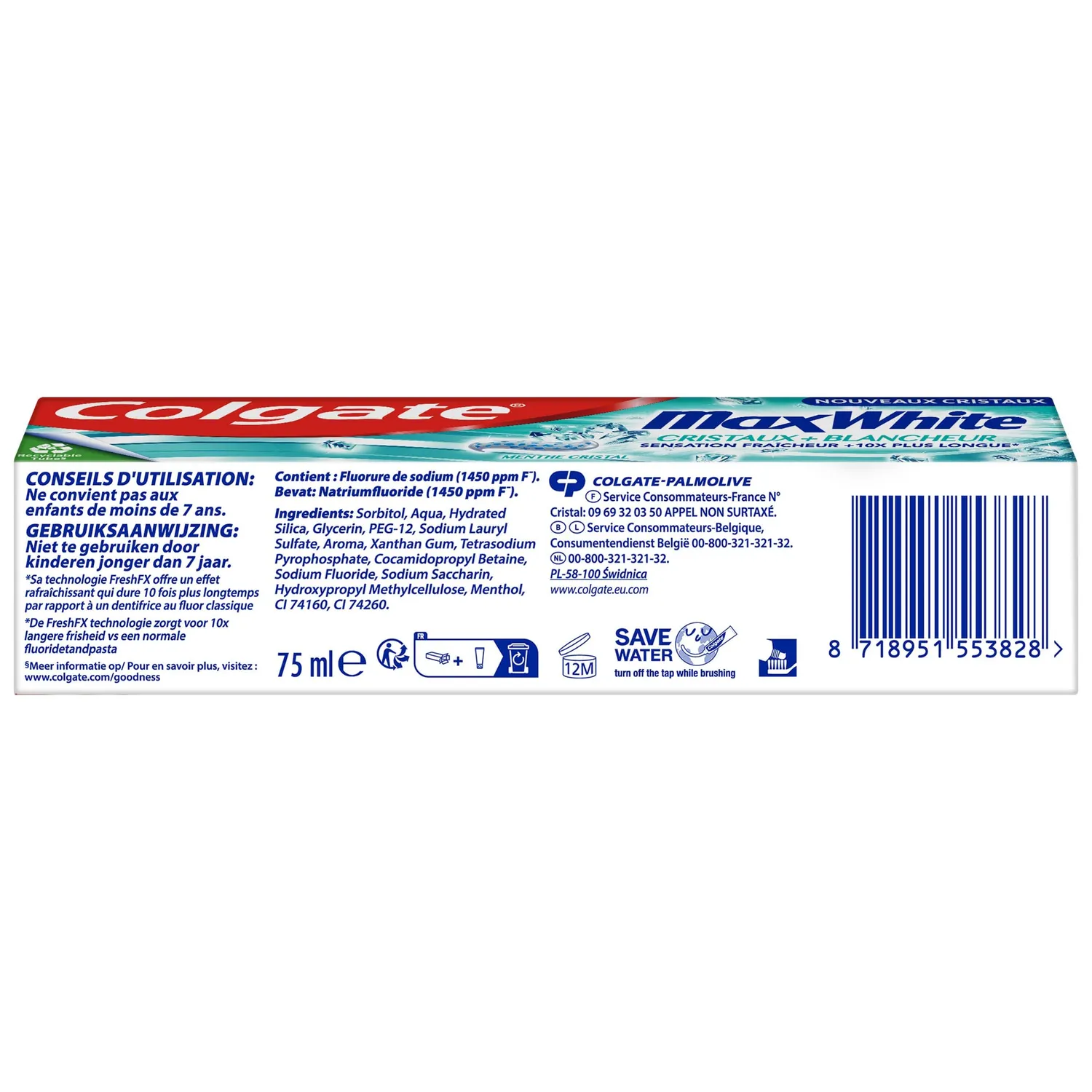 Colgate Max White Cristaux de Blancheur dentifrice 12 x 75 ml