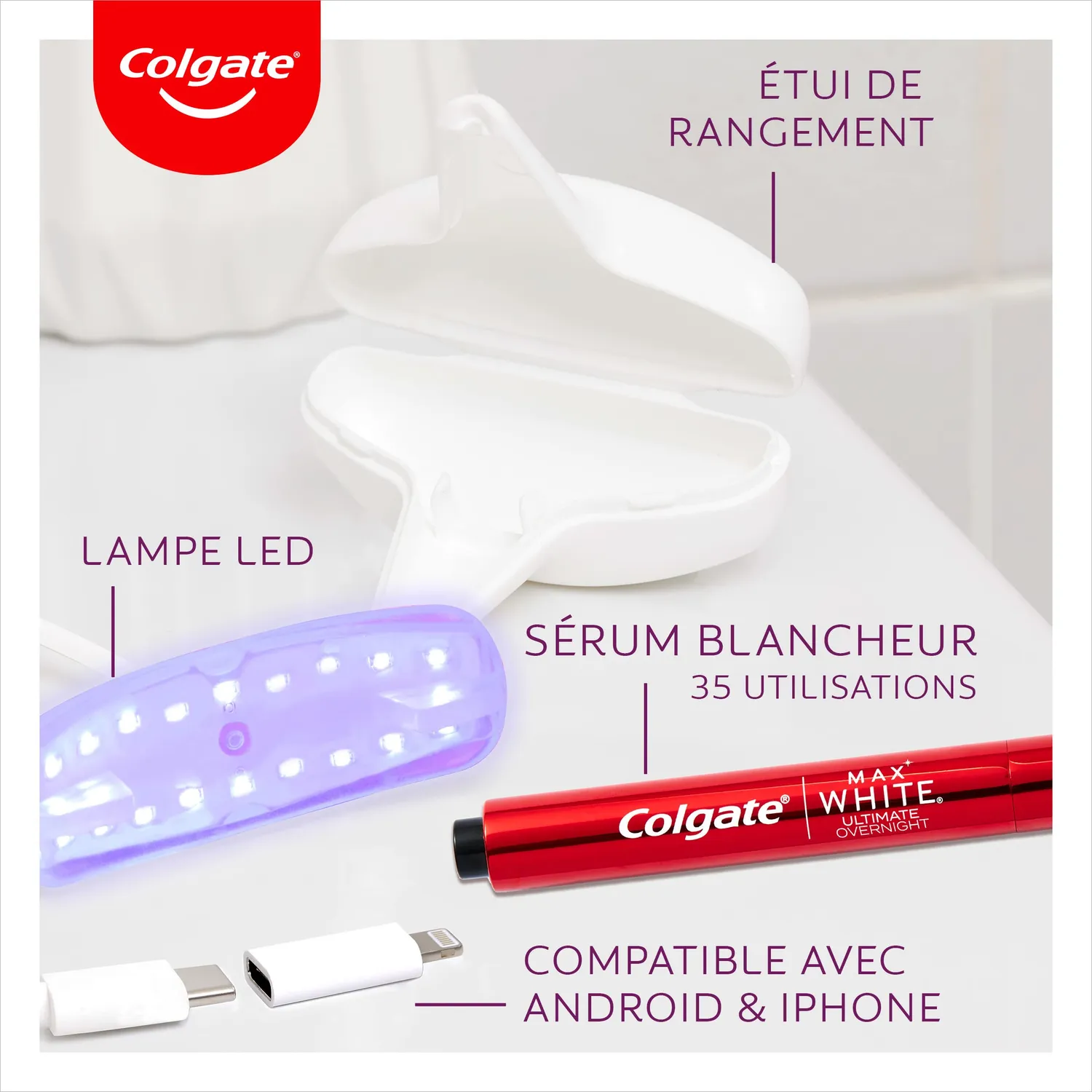 Colgate Max White Ultimate kit blanchiment LED à domicile sérum