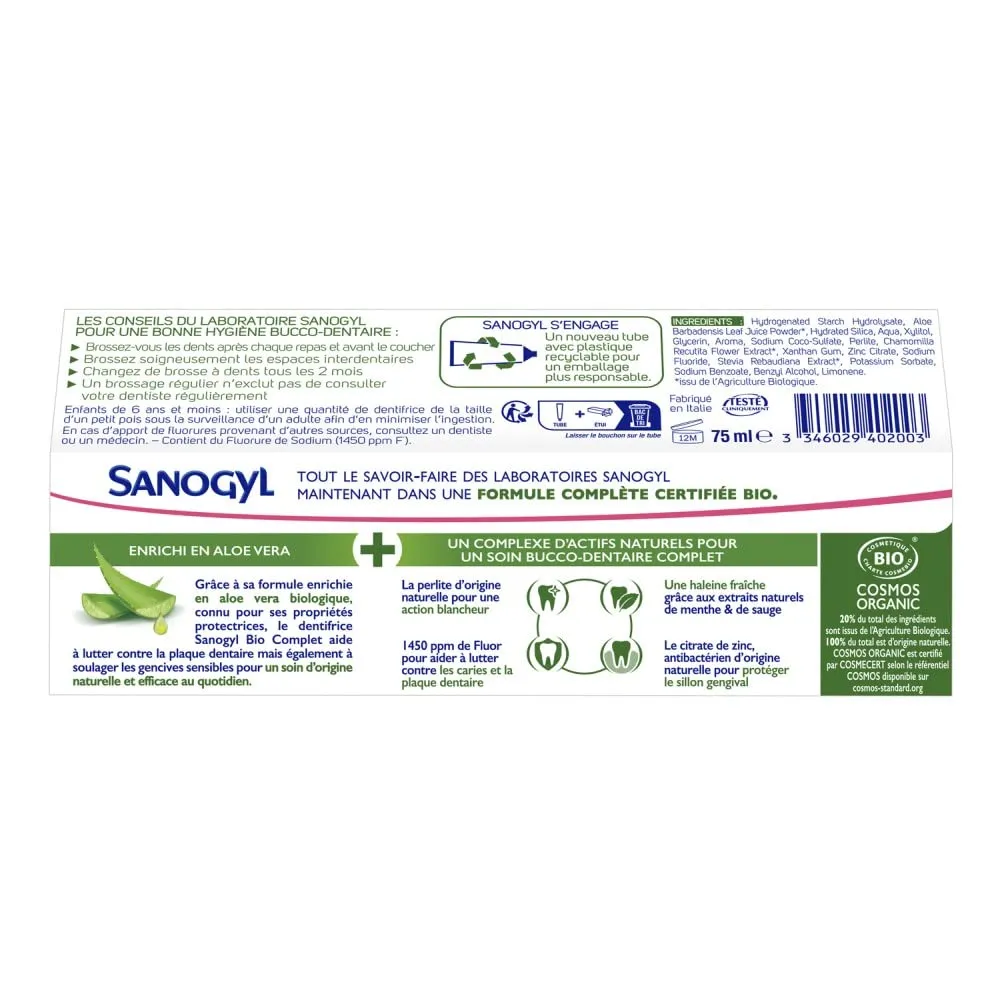 Sanogyl Bio Soin Complet dentifrice 75 ml gencives sensibles