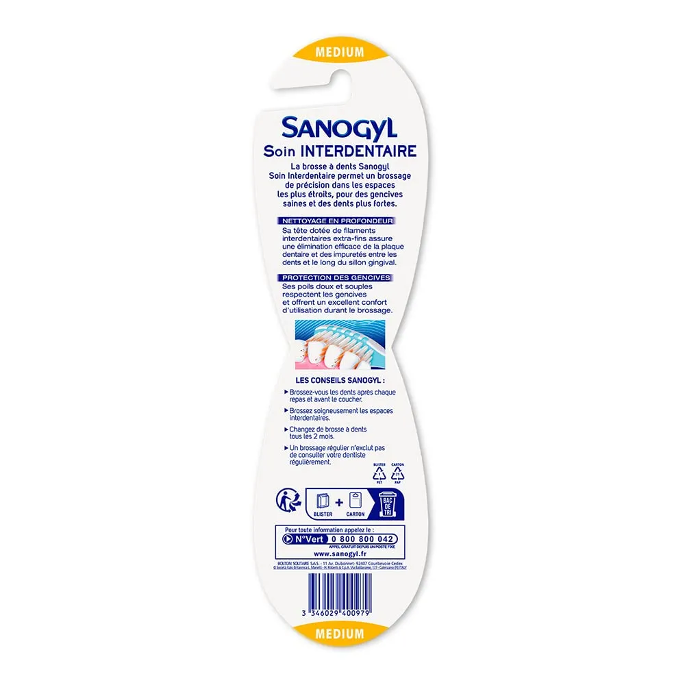 Sanogyl Soin Interdentaire brosse à dents médium tête compacte