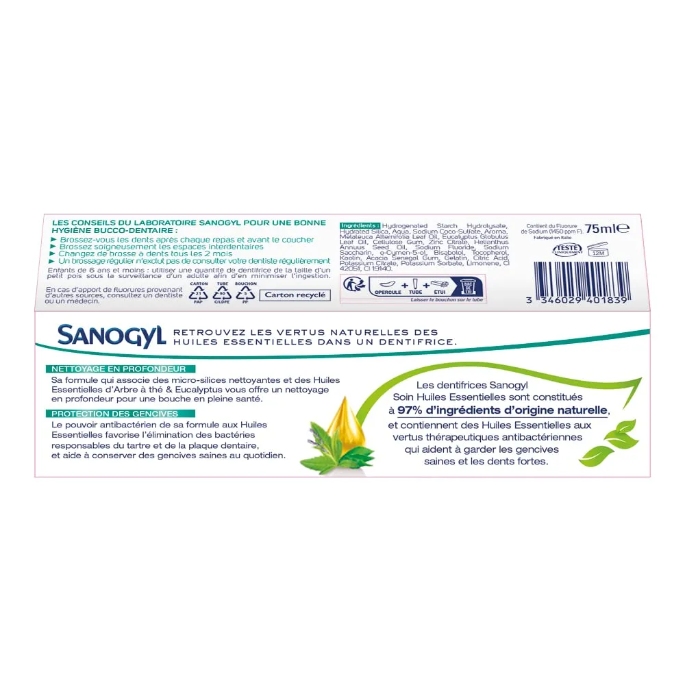 Sanogyl Soin Huiles Essentielles dentifrice 75 ml antibactérien