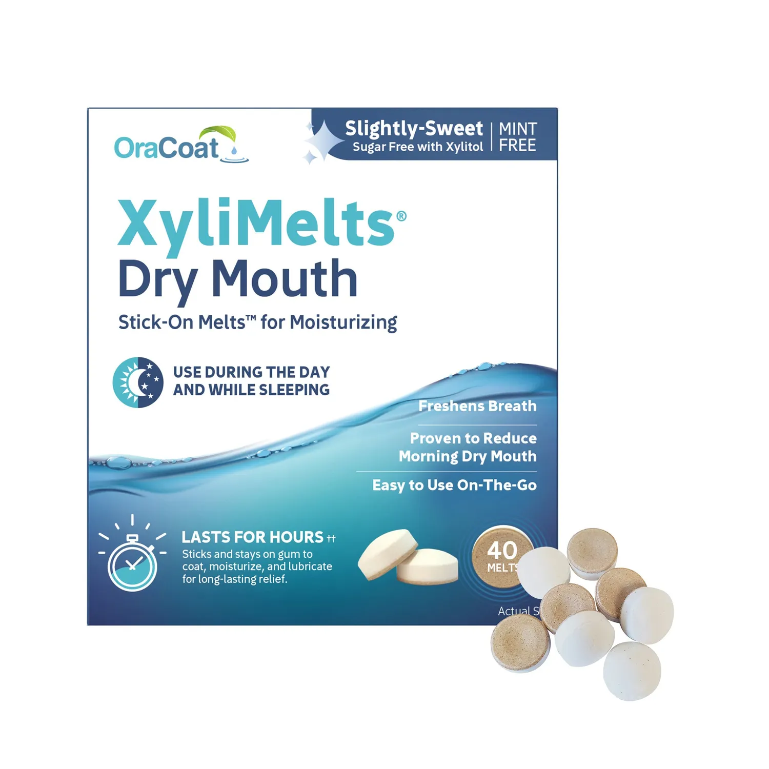 XyliMelts OraCoat XyliMelts pastilles adhésives 40 unités légèrement sucrées bouche sèche
