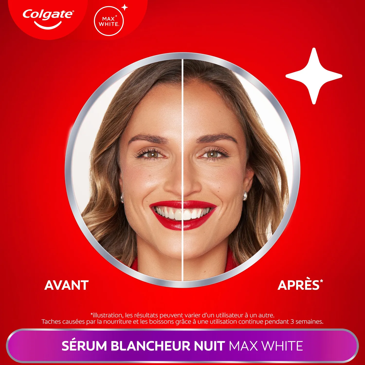 Colgate Max White kit blanchiment sérum nuit et dentifrice 2,5 ml + 75 ml