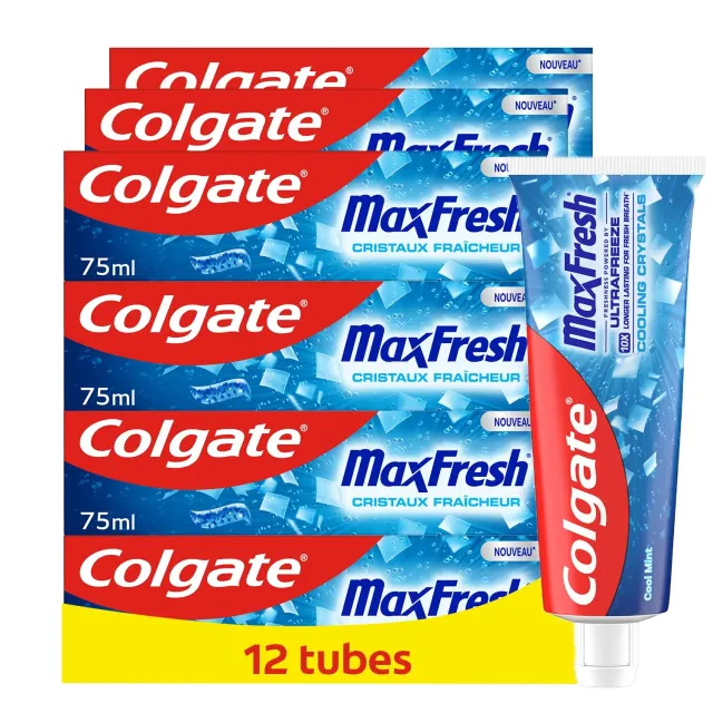 Colgate Max Fresh Dentifrice Cristaux Fraîcheur 12 x 75 ml menthe glaciale
