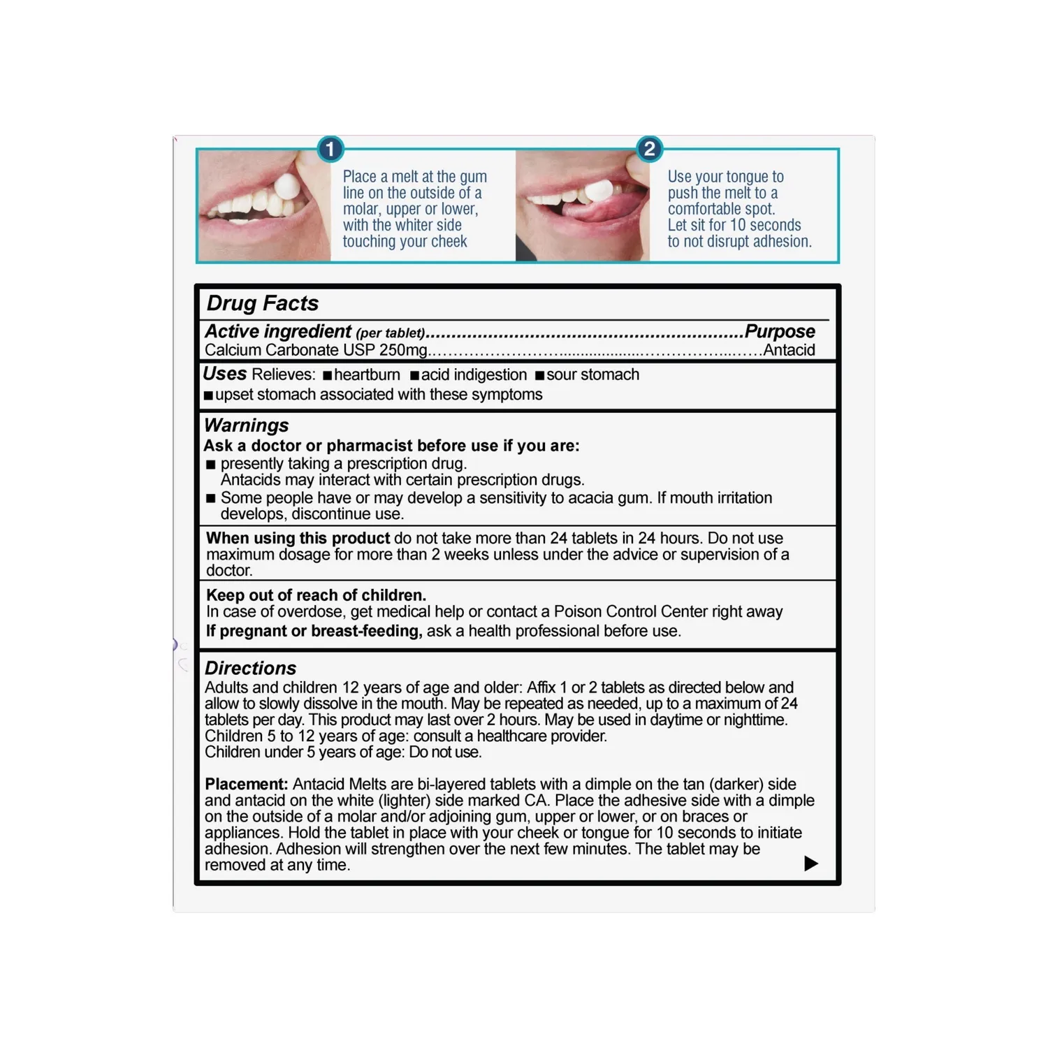 XyliMelts OraHealth Stick-On Antacid Melts pastilles 40 unités goût fruits rouges