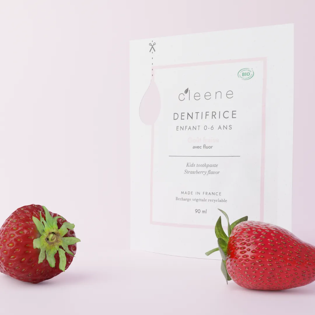 C'leene Éco-Recharge 0-6 ans 90 ml Guimauve Bio dentifrice fraise