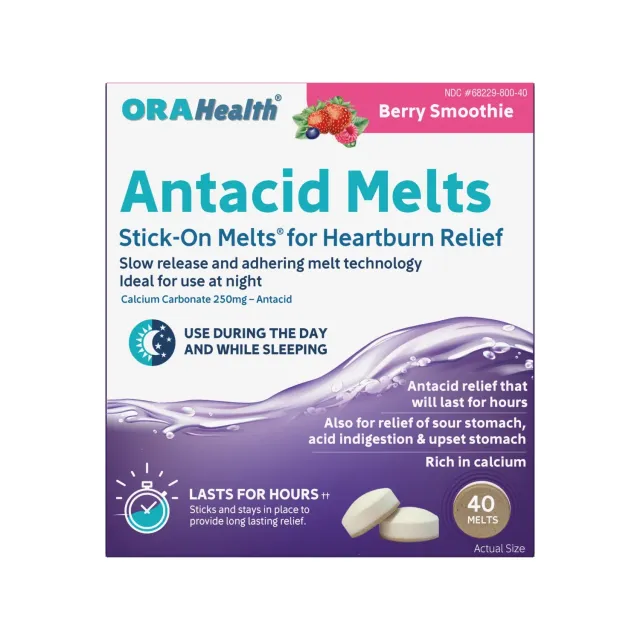 XyliMelts OraHealth Stick-On Antacid Melts pastilles 40 unités goût fruits rouges