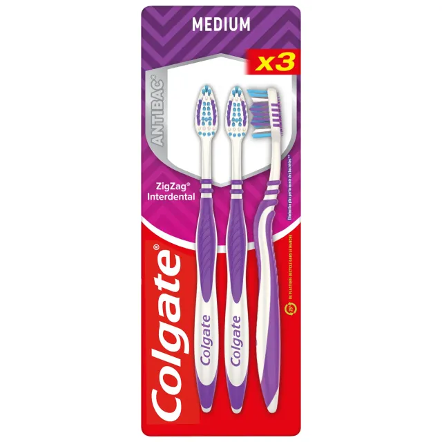 Colgate ZigZag brosse à dents médium lot de 3 – brins entrecroisés