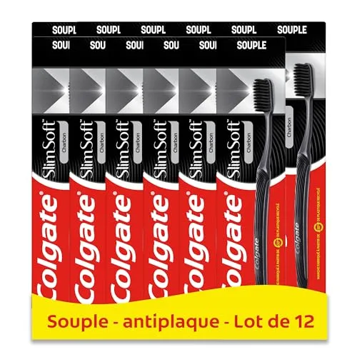 Colgate Slim Soft brosse à dents souple charbon lot de 12