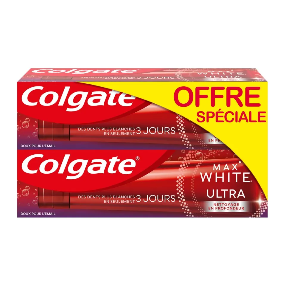 Colgate Max White Ultra Nettoyage en profondeur dentifrice 2 x 75 ml émail