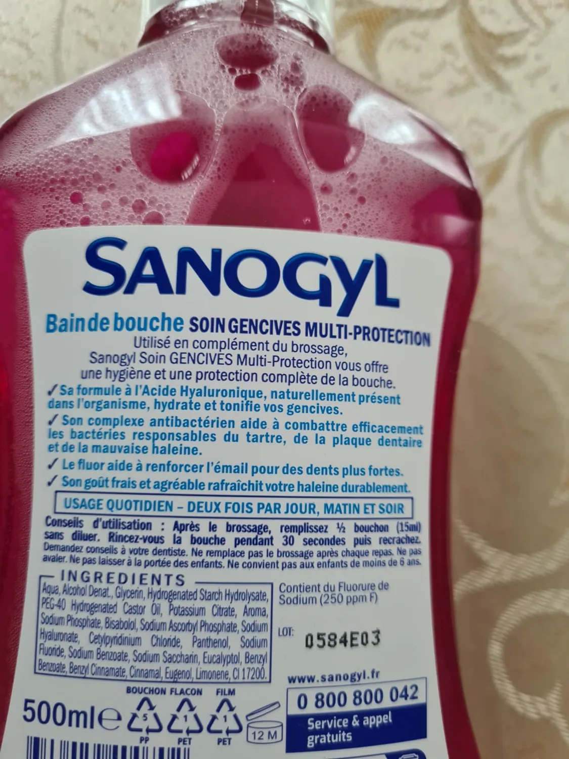 Sanogyl Soin Gencives Multi-Protection bain de bouche 500 ml fluor