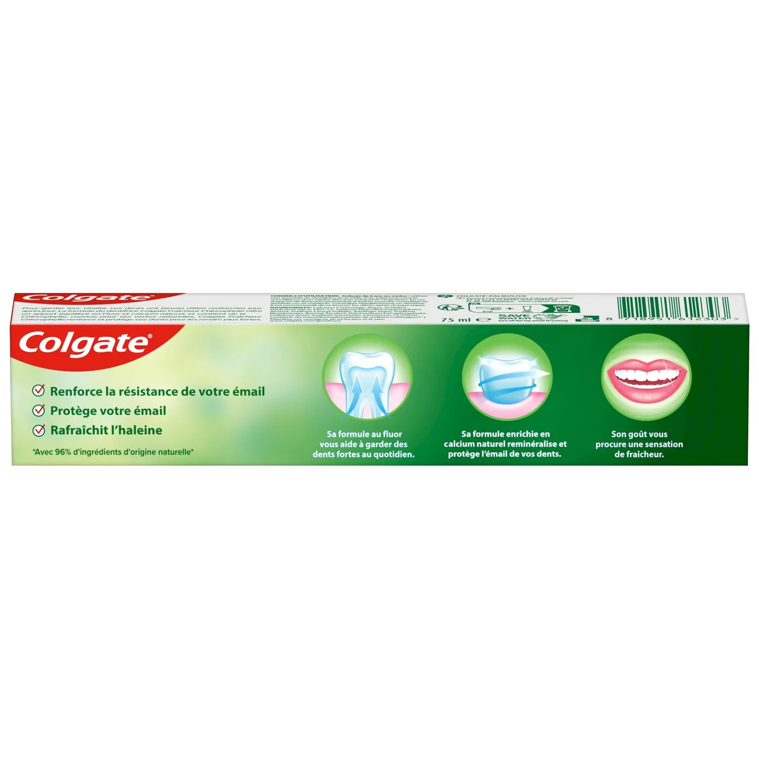Colgate Fraîcheur Chlorophylle dentifrice lot de 12 x 75 ml fluor