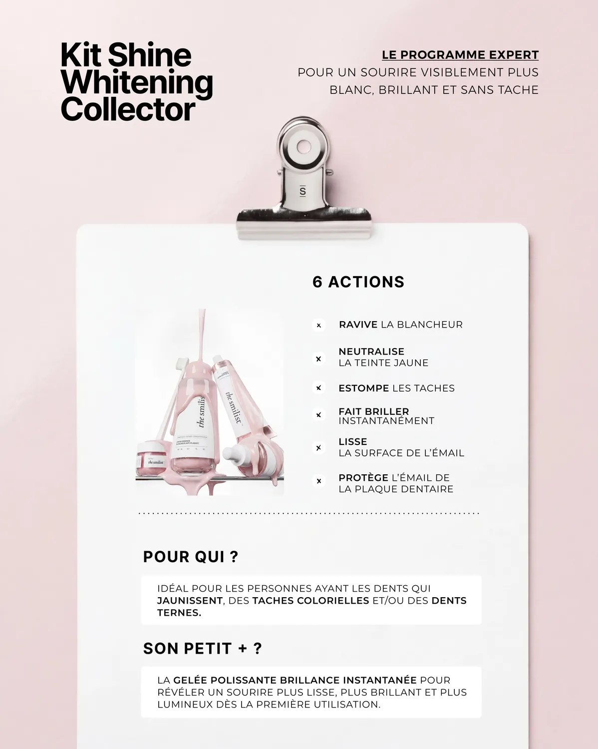 The Smilist Shine Whitening Collector kit blancheur 45 jours avec miroir rose