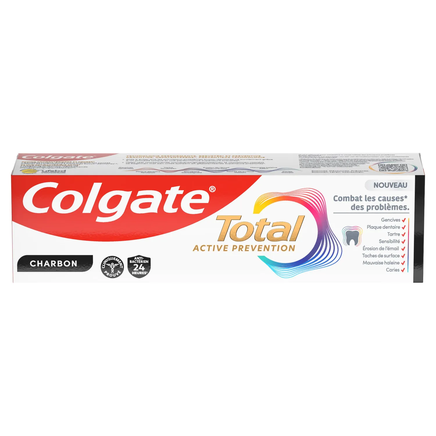 Colgate Total Active Prevention Charbon dentifrice 3 x 75 ml détox