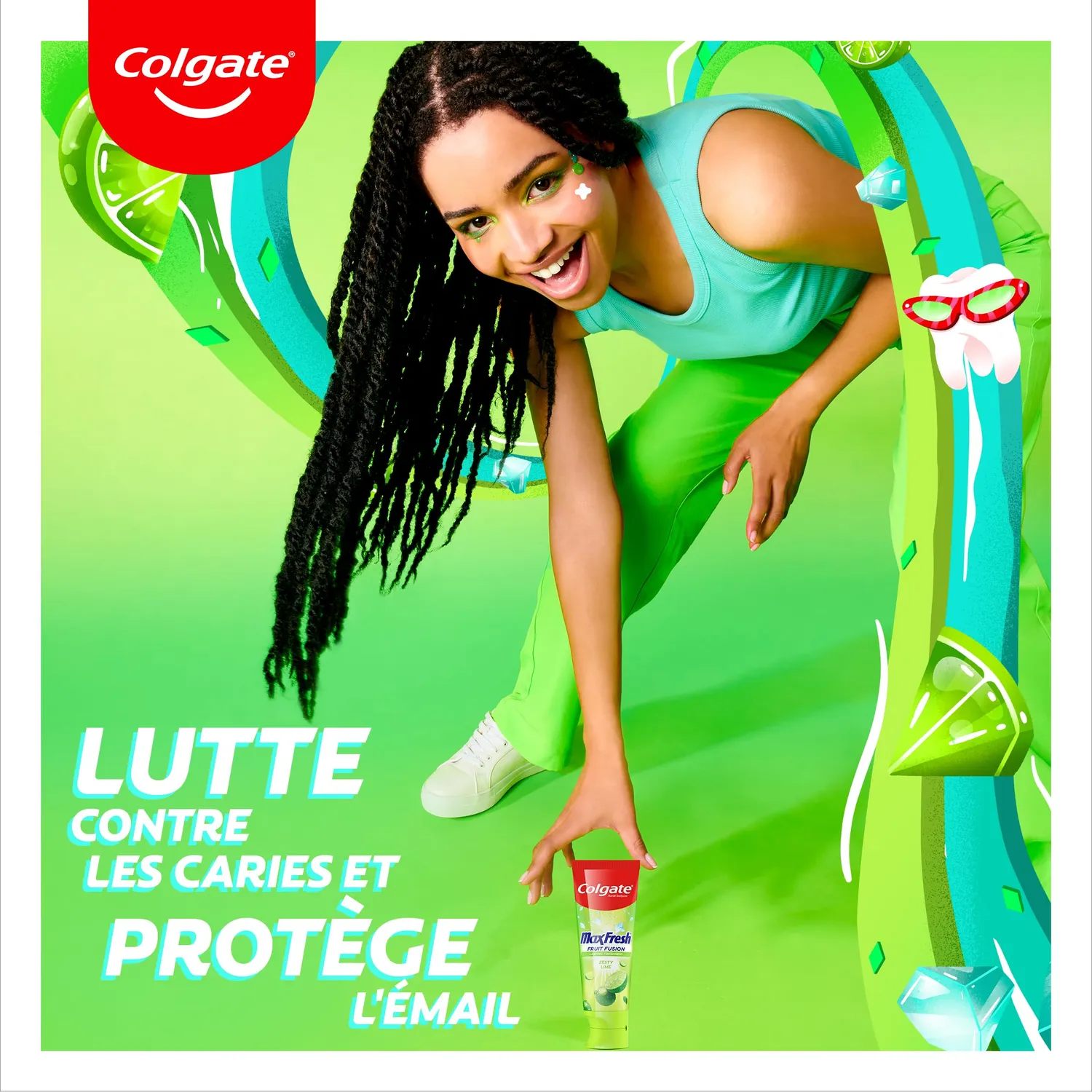 Colgate Max Fresh Fruit Fusion dentifrice Citron Vert Acidulé 6 × 75 ml fluor