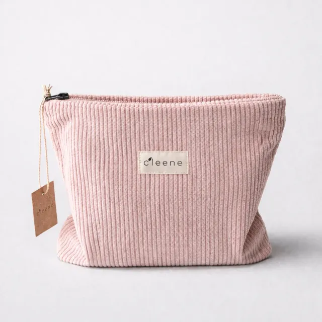 C'leene trousse de toilette rose en velours 25 x 18 cm