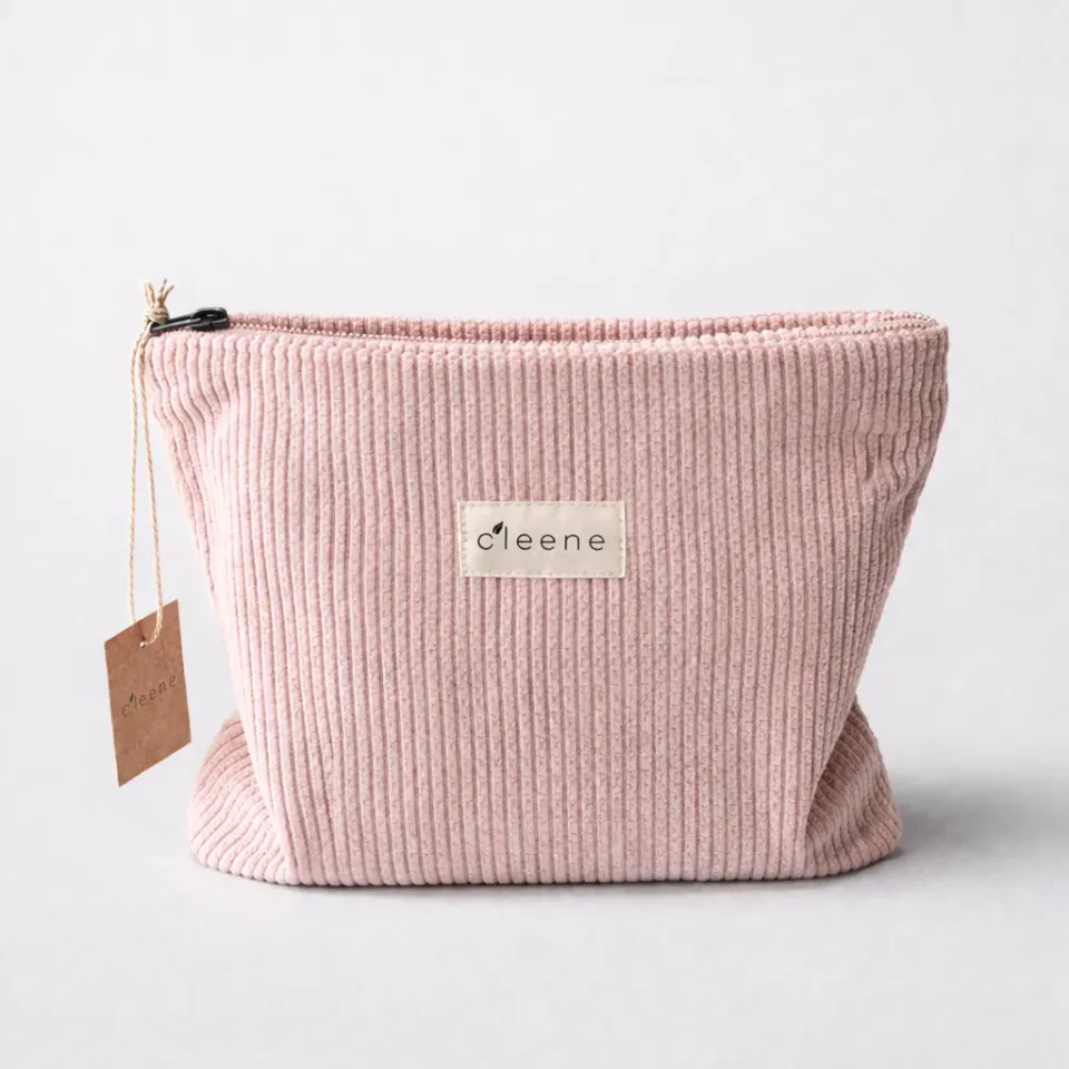 C'leene trousse de toilette rose en velours 25 x 18 cm