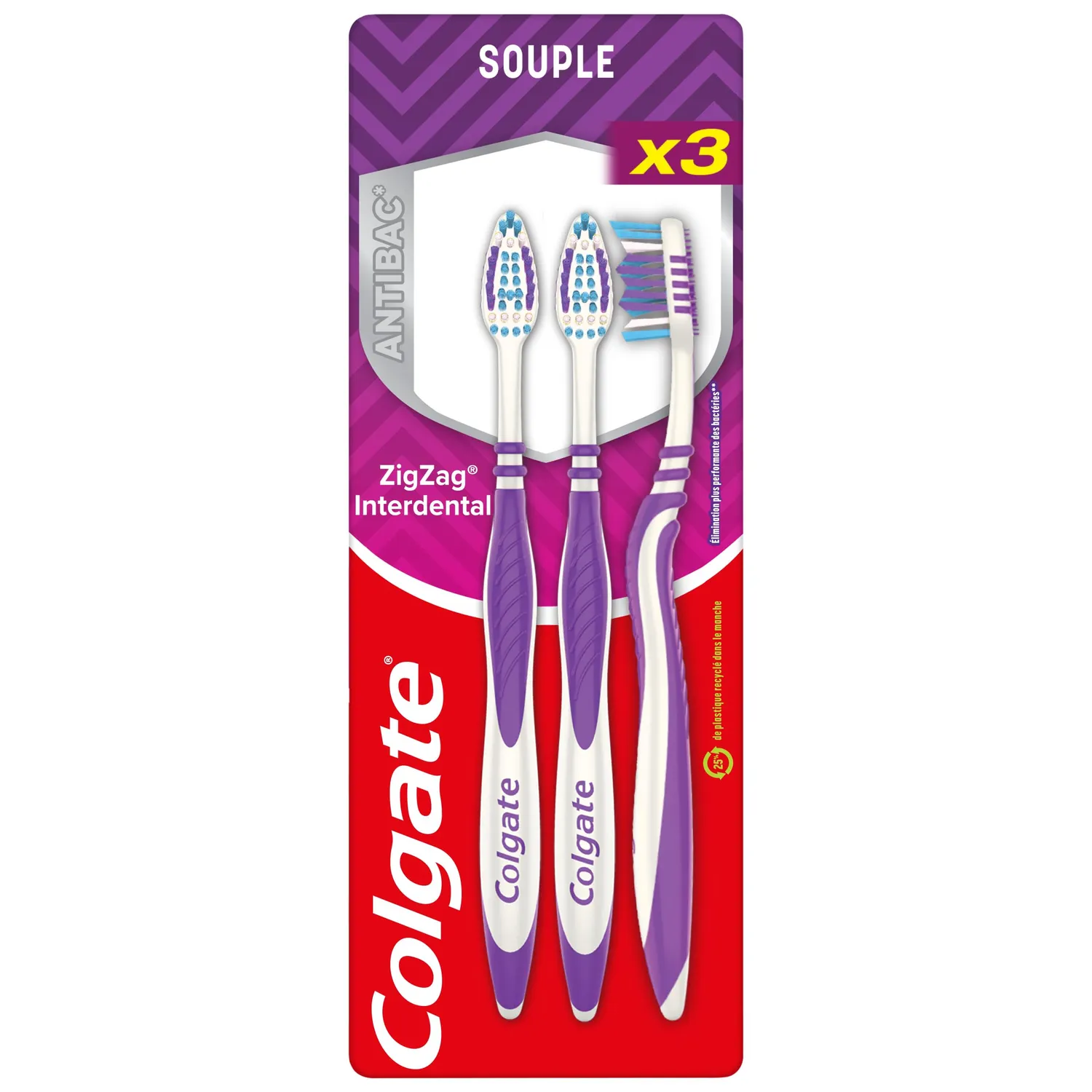 Colgate ZigZag brosse à dents médium lot de 3 – brins entrecroisés