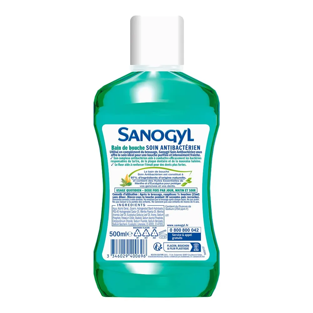 Sanogyl Soin Antibactérien bain de bouche 500 ml huiles essentielles