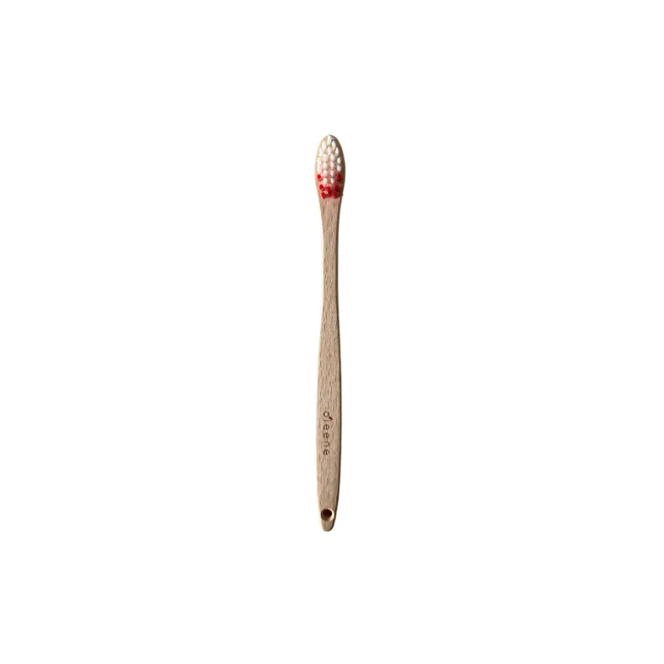 C'leene Brosse à dents Enfant 3-6 ans poils rouges souple bois