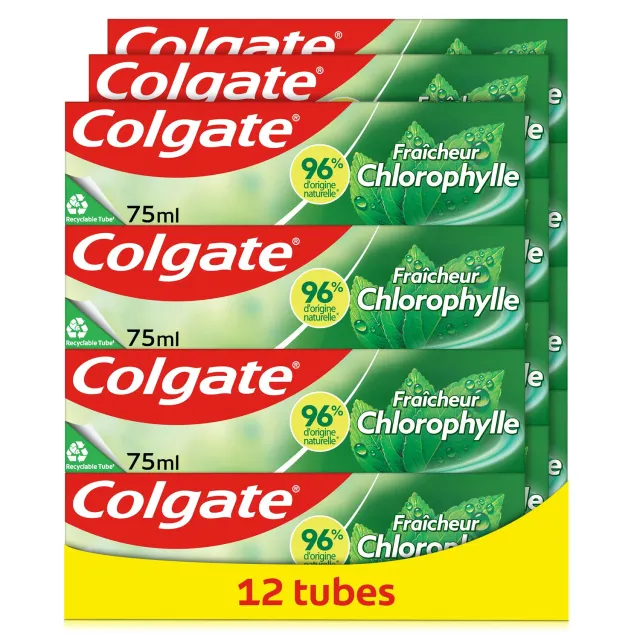 Colgate Fraîcheur Chlorophylle dentifrice lot de 12 x 75 ml fluor