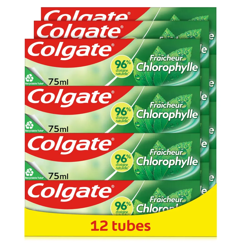 Colgate Fraîcheur Chlorophylle dentifrice lot de 12 x 75 ml fluor