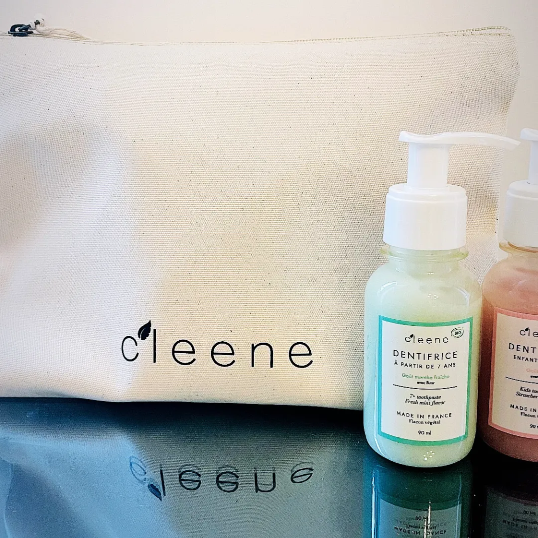 C'leene Trousse de toilette en coton bio crème 23 x 22,5 x 11 cm